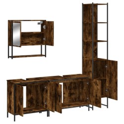 Ensemble de meubles de salle de bain 4 pcs Chêne fumé Bois 