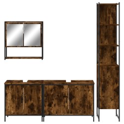 Ensemble de meubles de salle de bain 4 pcs Chêne fumé Bois 