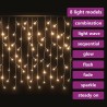 Rideau lumineux à glaçons LED 10m 400LED Blanc chaud 8fonctions 