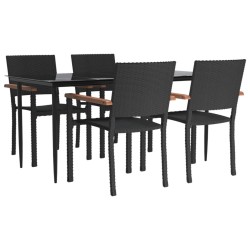 Ensemble à manger de jardin 5 pcs Noir Résine tressée 
