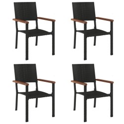 Ensemble à manger de jardin 5 pcs Noir Résine tressée 