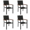 Ensemble à manger de jardin 5 pcs Noir Résine tressée 