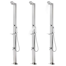 Douche de jardin avec base marron 225 cm Acier inoxydable 