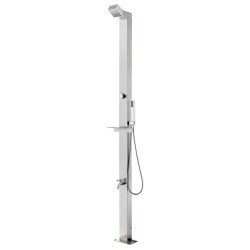 Douche de jardin avec base marron 225 cm Acier inoxydable 