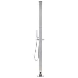 Douche de jardin avec base marron 225 cm Acier inoxydable 