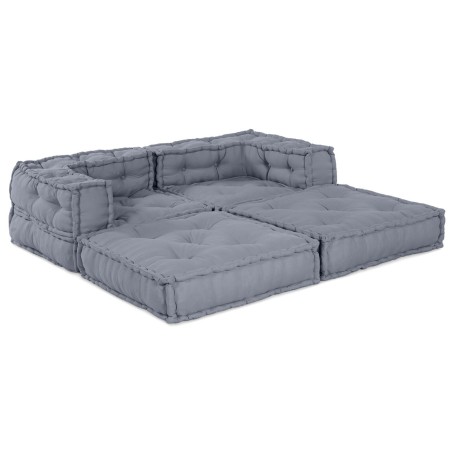 Des poufs modulairesen tissu gris - 2 pièces 