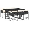 Ensemble à manger de jardin coussins 7pcs Noir Résine tressée 