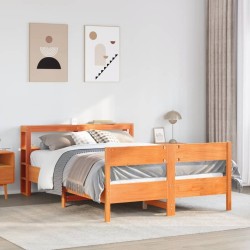 Cadre de lit sans matelas cire marron 140x200cm bois pin massif 
