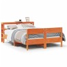 Cadre de lit sans matelas cire marron 140x200cm bois pin massif 