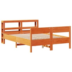 Cadre de lit sans matelas cire marron 140x200cm bois pin massif 