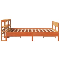 Cadre de lit sans matelas cire marron 140x200cm bois pin massif 