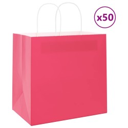 Sacs en papier 50 pcs avec poignées rose 26x17x25 cm 