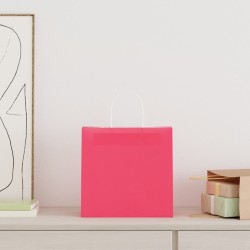 Sacs en papier 50 pcs avec poignées rose 26x17x25 cm 