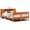 Lit bibliothèque sans matelas cire marron 150x200 cm pin massif 