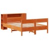 Lit bibliothèque sans matelas cire marron 150x200 cm pin massif 