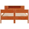 Lit bibliothèque sans matelas cire marron 150x200 cm pin massif 