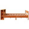 Lit bibliothèque sans matelas cire marron 150x200 cm pin massif 