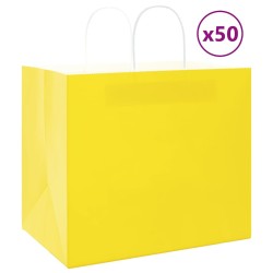 Sacs en papier 50 pcs avec poignées jaune 32x22x28 cm 