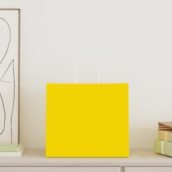 Sacs en papier 50 pcs avec poignées jaune 32x22x28 cm 