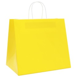 Sacs en papier 50 pcs avec poignées jaune 32x22x28 cm 