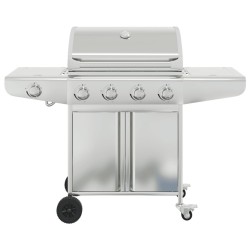 Barbecue à gaz avec 5 brûleurs argenté acier inoxydable 
