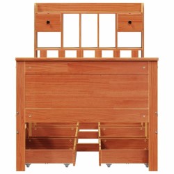 Lit bibliothèque sans matelas cire marron 100x200 cm pin massif 
