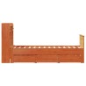 Lit bibliothèque sans matelas cire marron 100x200 cm pin massif 
