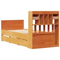 Lit bibliothèque sans matelas cire marron 100x200 cm pin massif 