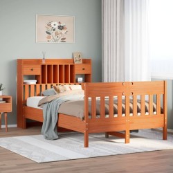 Cadre de lit sans matelas cire marron 120x190cm bois pin massif 