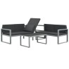 Salon de jardin 3 pcs et coussins Aluminium Noir 