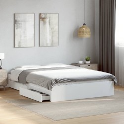 Cadre de lit avec tiroirs sans matelas blanc 120x200 cm 