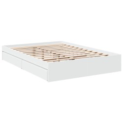Cadre de lit avec tiroirs sans matelas blanc 120x200 cm 
