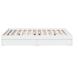 Cadre de lit avec tiroirs sans matelas blanc 120x200 cm 