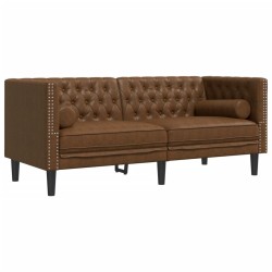Canapé Chesterfield avec traversins 2 places similicuir daim 
