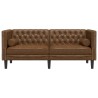 Canapé Chesterfield avec traversins 2 places similicuir daim 