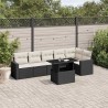 Salon de jardin 7 pcs avec coussins noir résine tressée 