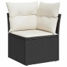 Salon de jardin 7 pcs avec coussins noir résine tressée 