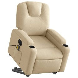 Fauteuil inclinable de massage électrique Crème Tissu 