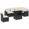 Salon de jardin 7 pcs avec coussins noir résine tressée 