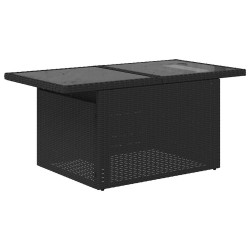 Salon de jardin 7 pcs avec coussins noir résine tressée 