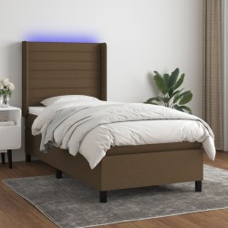 Sommier à lattes de lit matelas LED Marron foncé 90x190cm Tissu 