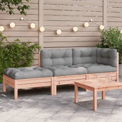 Canapé de jardin avec coussins et repose-pied 2 places 