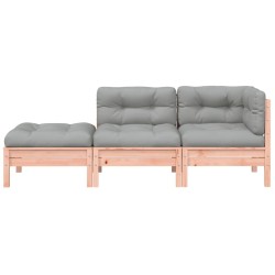 Canapé de jardin avec coussins et repose-pied 2 places 