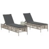Chaises longues avec coussins lot de 2 gris résine tressée 