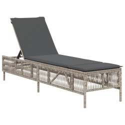 Chaises longues avec coussins lot de 2 gris résine tressée 