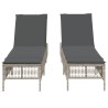 Chaises longues avec coussins lot de 2 gris résine tressée 