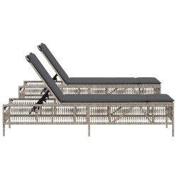 Chaises longues avec coussins lot de 2 gris résine tressée 