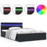 Cadre de lit à rangement hydraulique sans matelas avec LED noir  