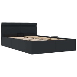 Cadre de lit à rangement hydraulique sans matelas avec LED noir  