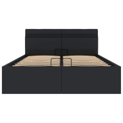 Cadre de lit à rangement hydraulique sans matelas avec LED noir  